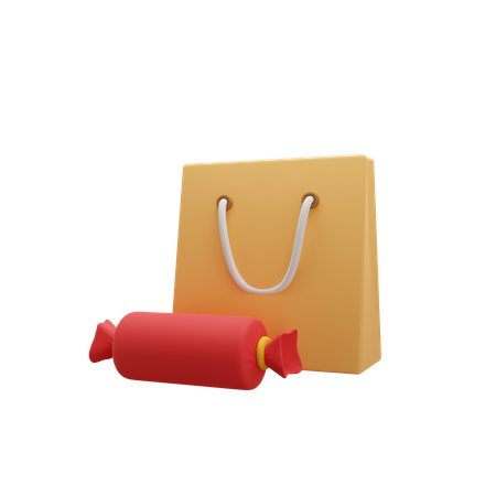 Gift Set With Bag And Cracker  3D Icon