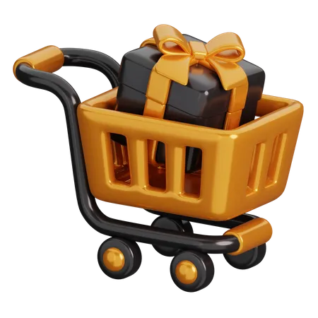 Gift Shopping Cart  3D Icon