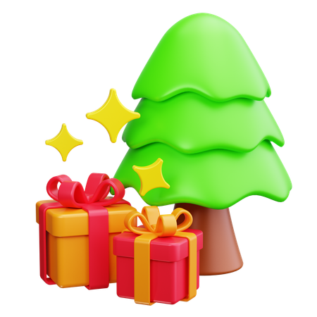 Gift Under Christmas Tree  3D Icon