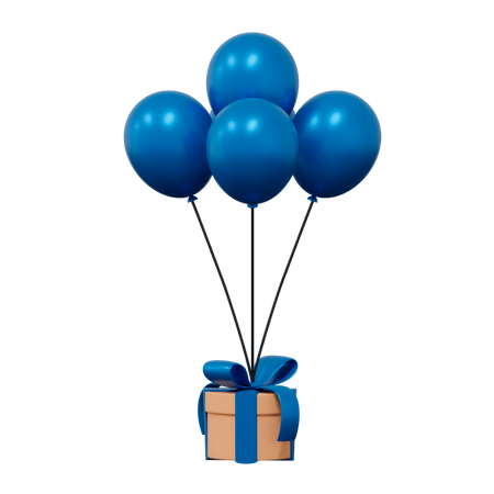 Gift with balloon  3D Illustration