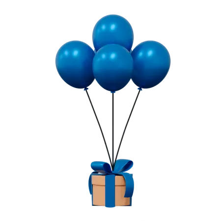 Gift with balloon  3D Illustration