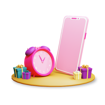 Gift with mobile  3D Illustration