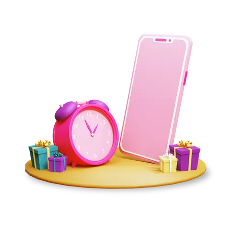 Gift with mobile  3D Illustration