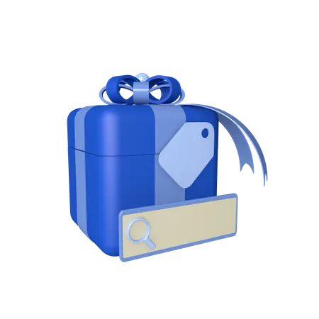 Giftbox with search bar 3D Icon
