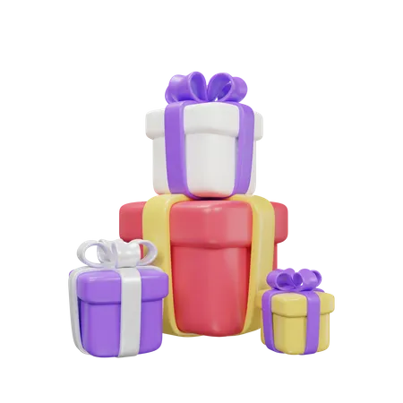 Gifts 3 D Icon Minimal Style Gift Shop Set 3D Icon