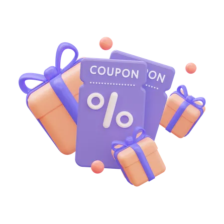 Gifts and coupons 3D Illustration