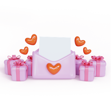 Gifts with Love letter  3D Icon