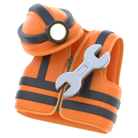 Gilet de sécurité et casque  3D Icon