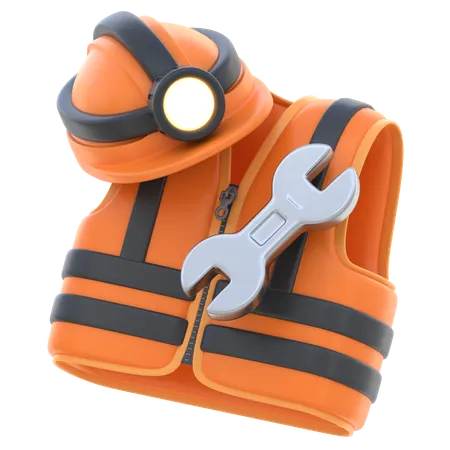 Gilet de sécurité et casque  3D Icon