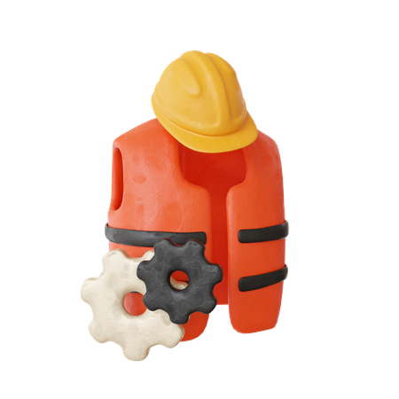 Gilet de sécurité et casque  3D Icon