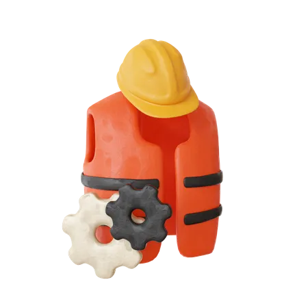 Gilet de sécurité et casque  3D Icon