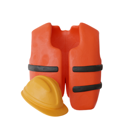 Gilet de sécurité et casque  3D Icon