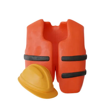 Gilet de sécurité et casque  3D Icon