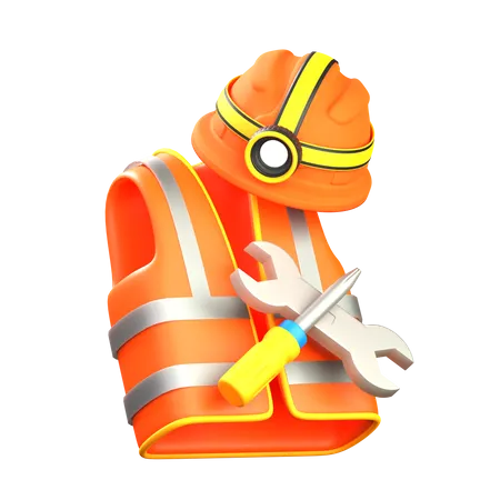 Gilet de sécurité et casque  3D Icon