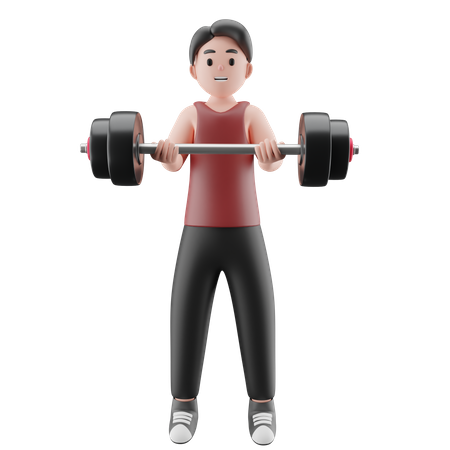 Homem de academia fazendo exercícios de levantamento de peso  3D Illustration