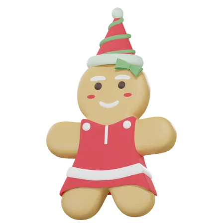 3 D Cute Christmas Gingerbread Man Minimal Style Isolated Christmas Biscuit Icon 3 D Food And Dessert Illustration 3D Icon