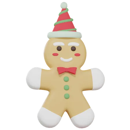 3 D Cute Christmas Gingerbread Man Minimal Style Isolated Christmas Biscuit Icon 3 D Food And Dessert Illustration 3D Icon