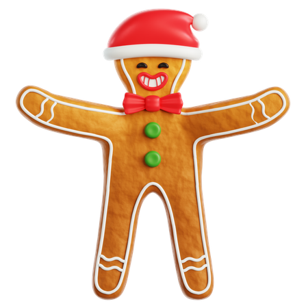 Gingerbread Man Happy  3D Icon