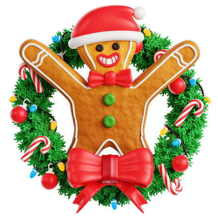 Gingerbread Man on Wreath  3D Icon