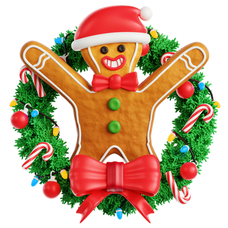 Gingerbread Man on Wreath  3D Icon