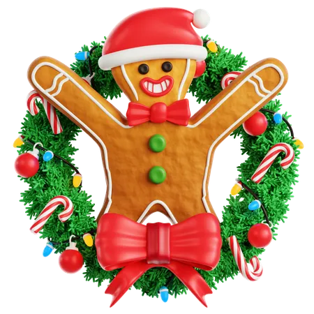 Gingerbread Man on Wreath  3D Icon