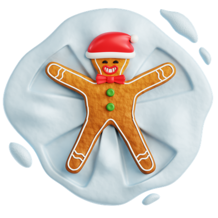 Gingerbread Man Play with Snow  3D Icon