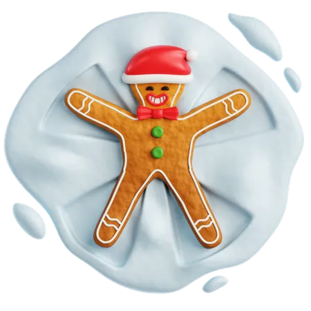 Gingerbread Man Play with Snow  3D Icon