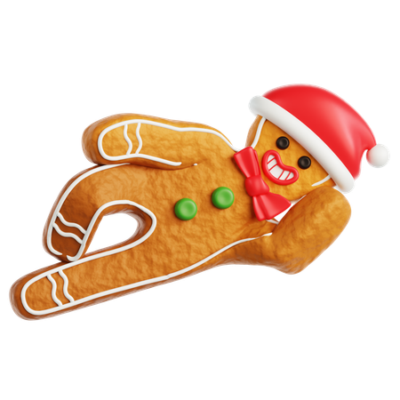 Gingerbread Man Relax Sleeping  3D Icon