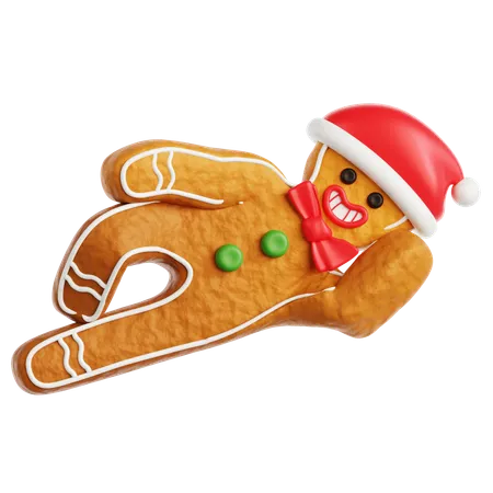 Gingerbread Man Relax Sleeping  3D Icon