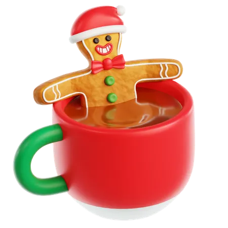 Gingerbread Man Soaked in the Mug  3D Icon