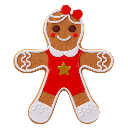 3 D Rendering Of Christmas Gingerbread Woman Icon 3D Icon