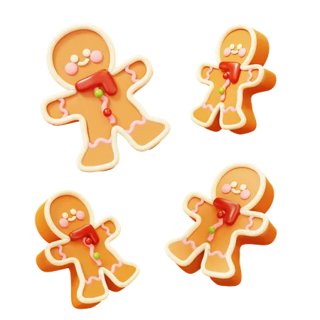 Cute Cartoon 3 D A Little Gingerbread Smiling Type Of Cookie Or Biscuit Made With Ginger Happy New Year Decoration Merry Christmas Holiday New Year And Xmas Celebration 3D Icon