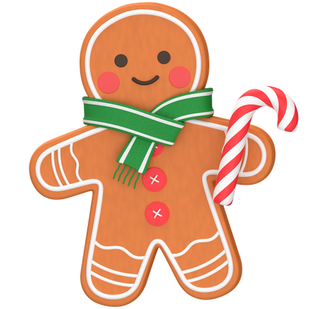 Gingerman With Candy  3D Icon