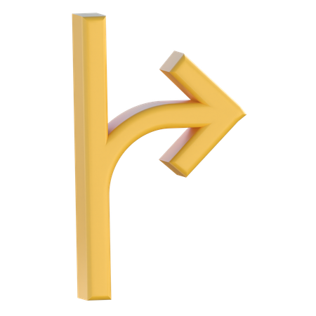 Gire a la derecha y siga recto  3D Icon