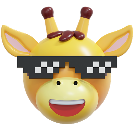 Girafe portant des lunettes pixel  3D Icon