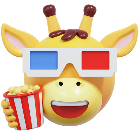 Girafe regardant un film  3D Icon