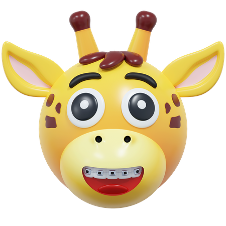 Girafe sourit avec un appareil dentaire  3D Icon