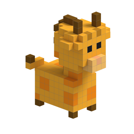 Giraffe Cute Voxel Art  3D Icon