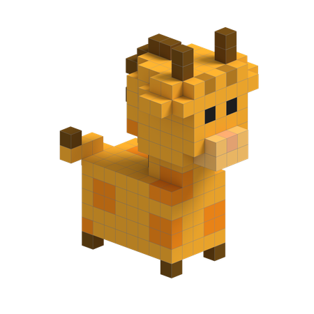 Giraffe Cute Voxel Art  3D Icon