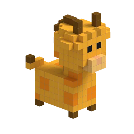 Giraffe Cute Voxel Art  3D Icon