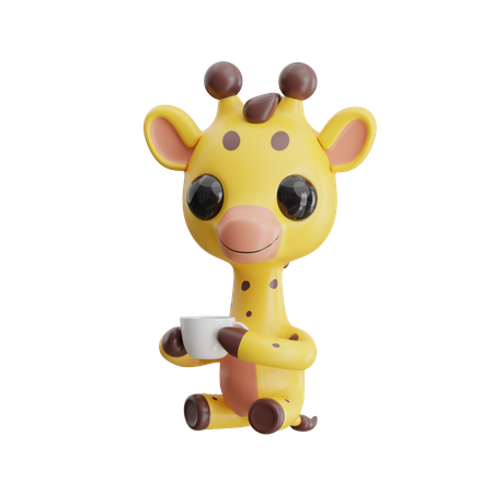 Giraffe Enjoying Tea  3D Icon