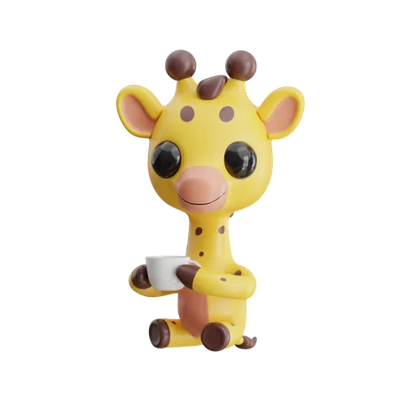 Giraffe Enjoying Tea  3D Icon