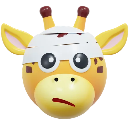 Giraffe Face With Head Bandage Emoticon 3 D Icon Illustration 3D Icon