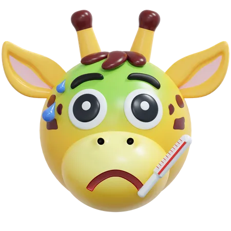 Giraffe Fever Sick With Thermometer Emoticon 3 D Icon Illustration 3D Icon