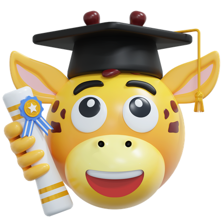 Giraffe Graduation Diploma  3D Icon