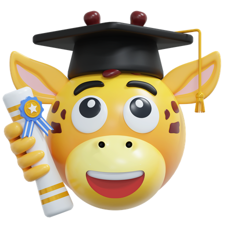 Giraffe Graduation Diploma  3D Icon
