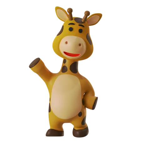 キリンの挨拶「こんにちは」  3D Illustration
