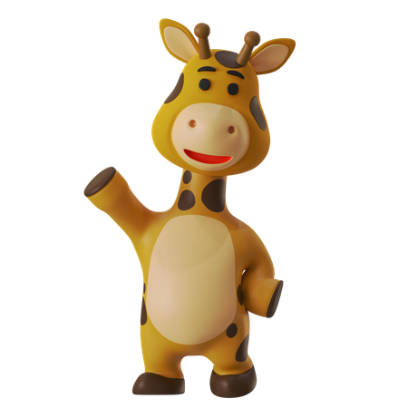 Giraffe Greeting Hello  3D Illustration