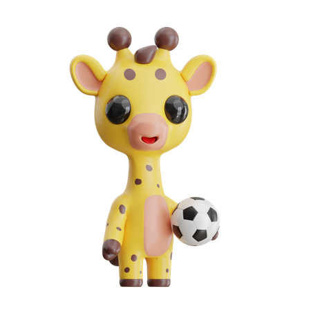 Giraffe Holding Ball  3D Icon