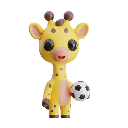 Giraffe Holding Ball  3D Icon